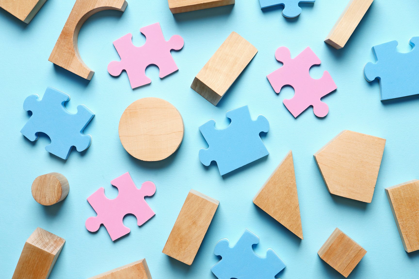 Children Toys on Blue Background